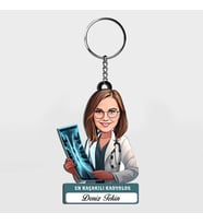 Karikatürlü - Kadın Radyolog İsimli Anahtarlık