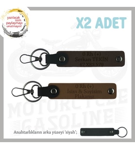 Motor Severlere, İsim Plaka ve 0 + Kan Grubu Yazılı Anlamlı Hediye x2 Anahtarlık, Kahve-K Kahve-Syh (Çok Renkli)