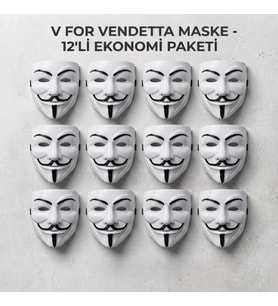 V for Vendetta Maskesi - 12'li Paket - Plastik