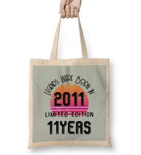 2011 Birthday Gift - Made, Born in 2011 Gift - 11 Year Old Birthday    Gift Vintage Style Bez Çanta Uzun Saplı