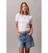 Calvin Klein Kadın Modal Fitilli Beyaz Crop LV044C901G-YAA