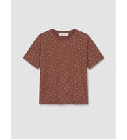 LCW DREAM Kahverengi Bisiklet Yaka Desenli Kadın Pijama Üstü