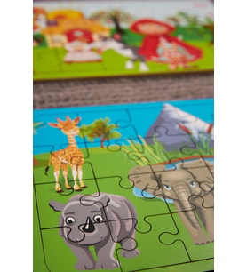 Okul Öncesi Başlangıç Yapboz Kırmızı Başlıklı Kız Ve Safari Puzzle Ahşap Puzzle Set