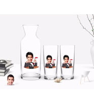 BK Gift Kişiye Özel Renkli Baskılı Godfather Baba Karikatürlü İkili Rakı Bardağı ve Karaf Hediye Seti-6 (Model 1)