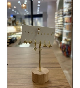 Yakemiyou Taşlı Yonca Altılı Küpe