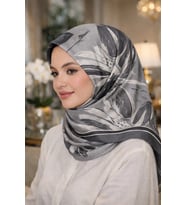Bonjela Soft Eşarp Yonca Desen Füme