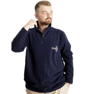 Mode XL Büyük Beden Sweat Dik Yaka Selanik Fermuarlı 23548 Lacivert