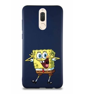 Huawei Mate 10 Lite Soft Premier Kapak Sünger Bob Tasarımlı Silikon Kılıf - Lacivert (Şeffaf)