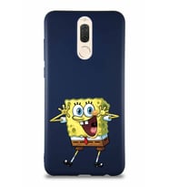 Huawei Mate 10 Lite Soft Premier Kapak Sünger Bob Tasarımlı Silikon Kılıf - Lacivert (Şeffaf)