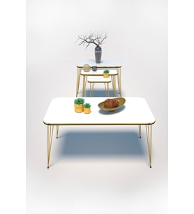 Zigon Sehpa Kr Ve Orta Sehpa Kr Set Çift Gold Beyaz Tel 1111