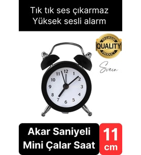 Sessiz Çalışan Yüksek Sesli Alarmlı Retro Tasarım Analog Masaüstü Çanlı Mini Çalar Saat Başucu 11 cm