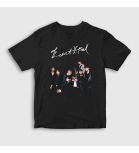Presmono Unisex Çocuk Siyah Beautiful K-Pop Monsta X T-Shirt 274303tt