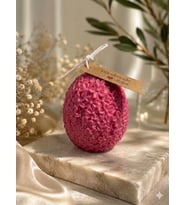 Mumelia Çiçek Desenli Yumurta - Doğal Soya Dekoratif Mum - Derin Pembe