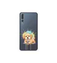 Huawei P20 Pro ile Uyumlu Splash Köpek Tasarımlı Şeffaf Silikon Kılıf