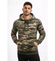 Erkek Kamuflaj Desenli 2 İplik 4 Mevsim Kapüşonlu Kanguru Cepli Hoodie Sweatshirt - Kamuflaj