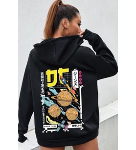 Unisex Tokoyaki Baskılı Sweatshirt (Siyah)