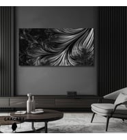 Panoramik Kanvas Kanvas Salon Tablosu Gri Siyah Soyut Tüy Deseni