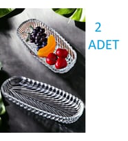 2 ADET Cam Kayık Tabak 28 cm Sunum tatlı meze Kahvaltılık kuruyemiş Tabağı 