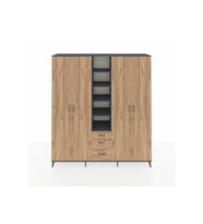 Hyperion Dolap 17 Raflı 3 Çekmeceli 4 Kapaklı 220x44x243 Antrasit-Çam/Çam