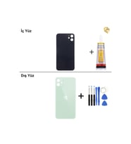 iPhone 11 Yeşil Arka Kapak Arka Cam Batarya Kapağı Lazer Kesim Kapak Pil Kapağı + B-7000 Yapıştırıcı + Tamir Seti