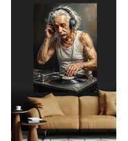 Dj Kabinde Einstein Portresi Dekoratif Kanvas - Mdf Ahşap Tablo