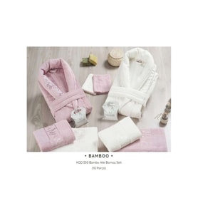 Nurpak N550 Bamboo Aile Bornoz Seti 00240 - N550 - Bej-Krem