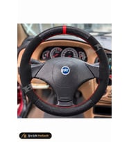 Fiat Marea Dikme Direksiyon Kılıfı Alcantara Süet Mat Karbon Kırmızı Yüzük ve Dikiş 2002-2007