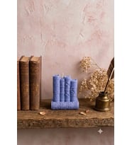 Vintage Kitaplar 3'lü Mum - Mumelia Candles Doğal Soya, El Yapımı, Dekoratif - Buz Mavisi