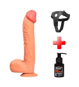 Lilitu Shop Belden Bağlamalı 31,5 cm Dev Boy Realistik Vantuzlu Dildo Penis