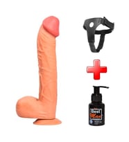 Lilitu Shop Belden Bağlamalı 31,5 cm Dev Boy Realistik Vantuzlu Dildo Penis