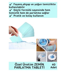 Premium Dükkan Fayans Ahşap Parçalanabilir Pratik Zemin Parlatma Temizleme Tableti 40'lı