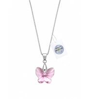 925 Ayar Swarovski Taşlı 18mm Butterfly Pentad Light Rose Kadın Gümüş Kolye