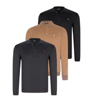 ÜÇLÜ SET V4007 DEWBERRY ERKEK SWEATSHIRT-SİYAH-LACİVERT-CAMEL