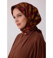 Belli Karma Desenli Twill İpek Eşarp 4420D