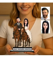 KİŞİYE ÖZEL SEVGİLİLER GÜNÜ HEDİYESİ GELİN DAMAT KARİKATÜR BİBLO FN38