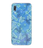 Samsung Galaxy A40  Kamera korumalı Tıpalı  Kapak Floral Su Yeşili Tasarımlı  Şeffaf Kılıf