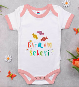 BK Kids Bayram Şekeri Tasarımlı Pembe Bebek Body Zıbın-1