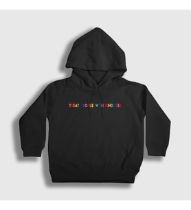 Presmono Unisex Çocuk Siyah Treat People With Kindness V2 Harry Styles Kapüşonlu Sweatshirt 318968tt