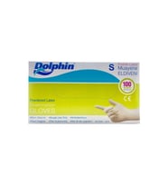 Dolphin Tek Kullanımlık Pudralı Latex Muayene Eldiveni 100'lü Paket - Small ( Küçük Boy )