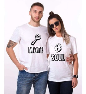 Tshirthane Soul Mate Anahtar Sevgili Kombinleri Tshirt Kombini (Tek Ürün Fiyatıdır.)