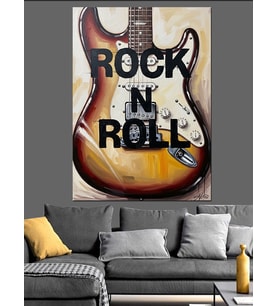 Rock N Roll Gitar Müziği Dekoratif Kanvas - Mdf Ahşap Tablo