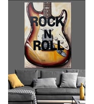 Rock N Roll Gitar Müziği Dekoratif Kanvas - Mdf Ahşap Tablo
