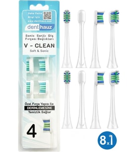 V Clean Sonic Soft Temizlik - Philips Sonicare Uyumlu 8 Adet Yedek Başlık