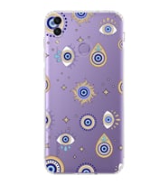 PrintiFy Honor 8C ile Uyumlu Nazar Boncuğu 5  Kamera Korumalı Şeffaf Silikon Kılıf