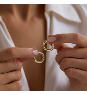 14K Altın Halka Küpe 3 mm 1.5 cm