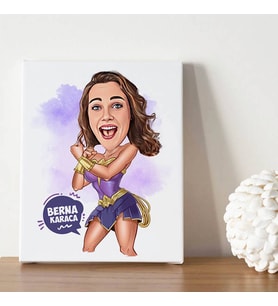 Zeyna Kadın Karikatürlü Kanvas Tablo