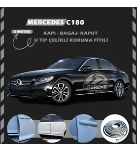 Mercedes C180 Oto Araç Kapı Koruma Fitili 5metre Parlak Gri Renk