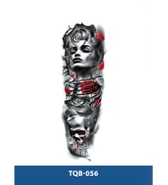 TQB-056 KADIN VE KURUKAFA DESEN RENKLİ GEÇİCİ KOL DÖVMESİ-TATTO