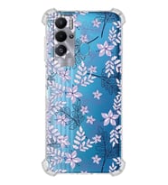 PrintiFy Tecno Pova Neo Uyumlu Köşe Korumalı Floral Lila Tasarımlı Şeffaf Silikon Kılıf
