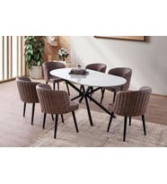 LİRONA MASA, ZARA SANDALYE, SELENİTY, 180X90